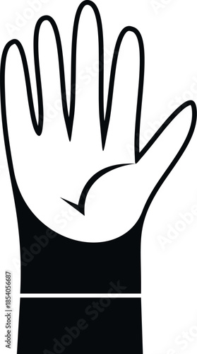 Hand wearing a protective rubber glove, useful for cleaning and hygiene tasks