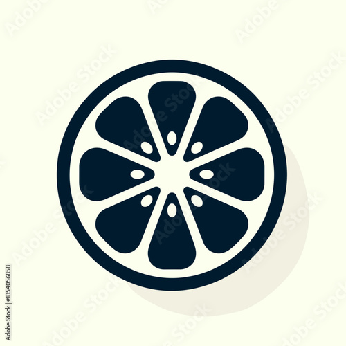 Stylized lemon slice illustration on a light background, fresh fruit concept.