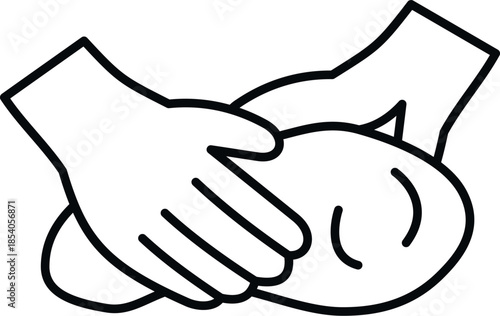 Hands kneading dough for baking, preparing bread or pastry