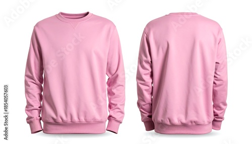 Wallpaper Mural Pink Crew Neck Sweatshirt Mockup, Unisex Casual Pullover Sweater Mockup with Front and Back Views Torontodigital.ca