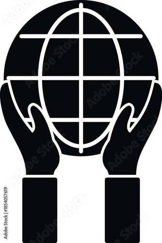 Hands supporting a stylized globe symbolizing global protection and sustainability