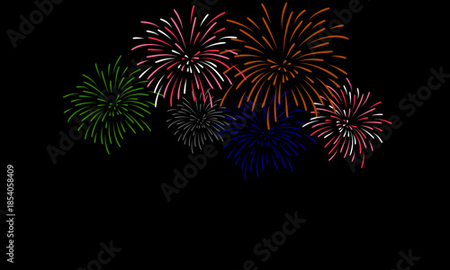 Vibrant Fireworks Exploding in the Night Sky