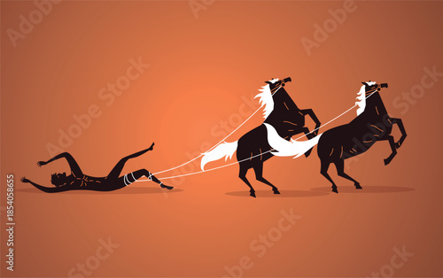 greek mythology Hippolytus dragged by wild horses