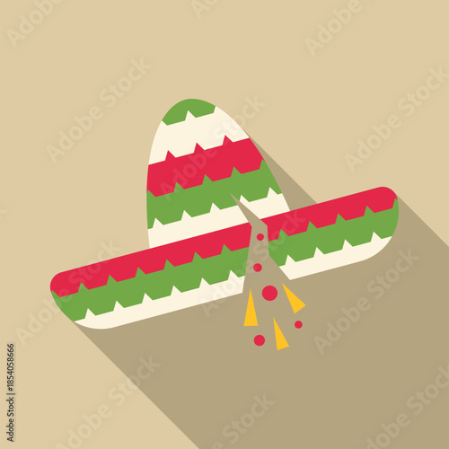 Sombrero presenting mexican culture and tradition in a flat design style