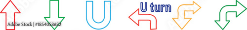 Colorful directional arrows and a u turn symbol illustration