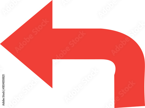 A simple red arrow pointing to the left curved at ninety degrees