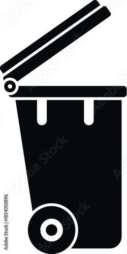 Open wheelie bin icon representing waste collection and recycling