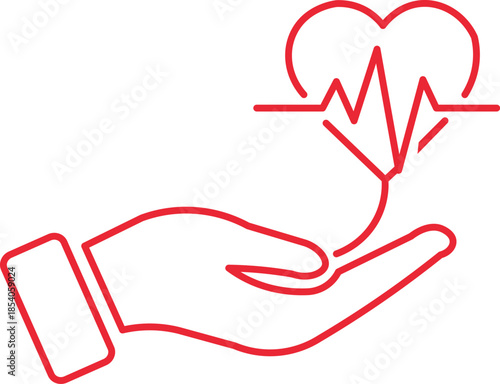 A red heart with an ekg line held in a caring hand