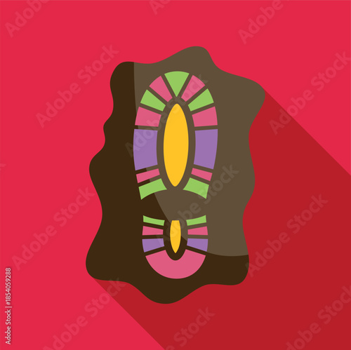 Colorful shoe print on mud flat illustration