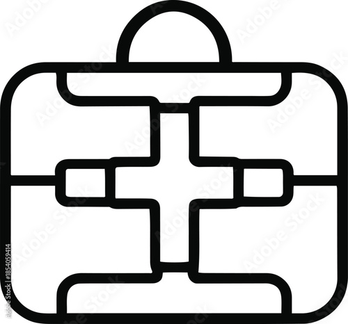 Medical First Aid Kit Symbol: A minimalist illustration of a first aid kit, embodying the essentials of care and protection, a timeless symbol of health and wellness.