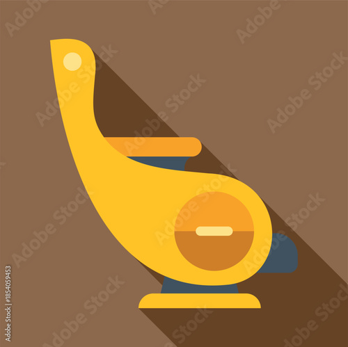 Yellow modern flat design armchair with long shadow