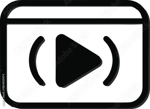 Simple Video Play Icon: A sleek, modern video play icon, a visual representation of multimedia content and digital media.