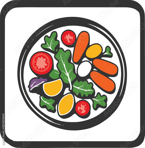 Healthy Salad: A colorful and nutritious salad in a plate. with fresh ingredients. It's a visual delight, showcasing the vibrant greens, reds, and yellows of healthy eating.