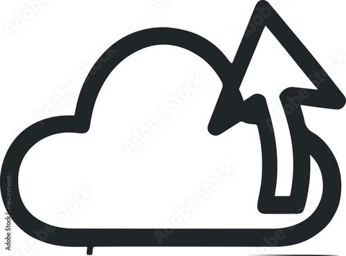 Cloud Upload Icon: a cloud and upload symbol, representing data transfer and cloud storage. A visual representation of digital file uploading and data storage in cloud environments.