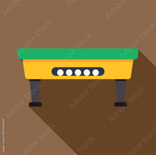 Foosball table game with flat long shadow design illustrating recreation