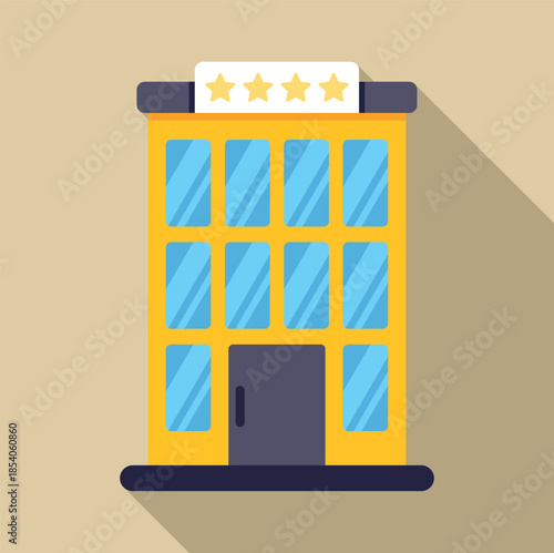Hotel building facade with four stars representing quality and accommodation service