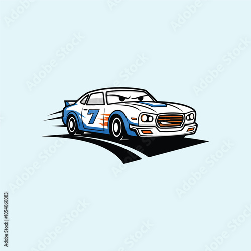 Speed Demon Racing Car Illustration: This illustration captures a dynamic racing car speeding along a race track, ready to conquer the course