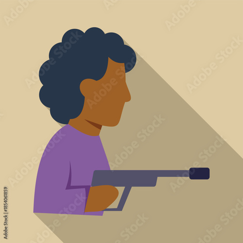 Woman holding a gun, representing violence, danger, and crime