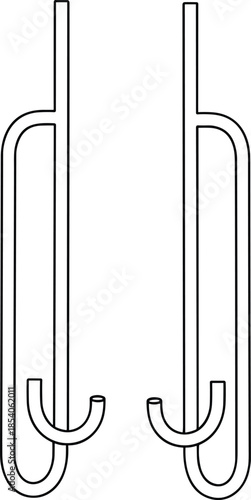 Minimal metal hook outline illustration abstract industrial hanging tool black line vector design isolated on white background for modern usage