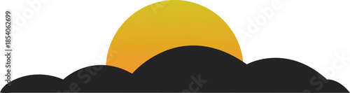 Sun hiding behind dark cloud vector illustration half sun and cloud on transparent background