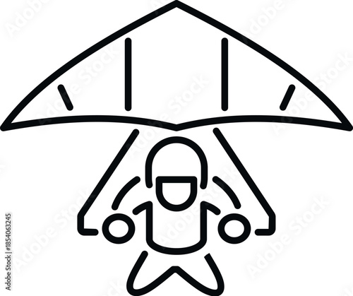 Person flying hang glider in the sky representing extreme sport and freedom