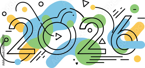 New Year Vision 2026: A modern, colorful artistic representation of the upcoming year, highlighting the concept of change, growth, and forward-thinking prospects.