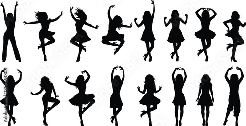 Dance silhouette vector, dancer pose clipart, expressive movement illustration, black outline art, ballet graphic, modern dance icon