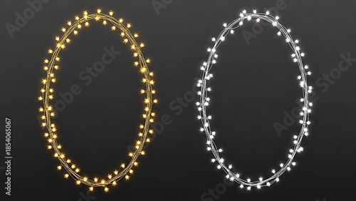 Golden and Silver Beaded Necklaces on Black Background