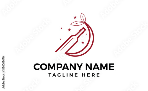 Wine drink Vintage logo label with glass or beer premium bars clubs cafe