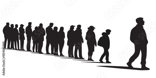 Silent Crowd Silhouette On White  (1)