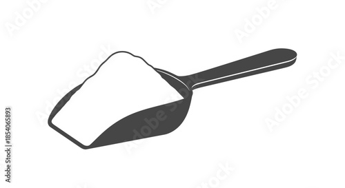 A simple black and white illustration of a spatula lifting a cube