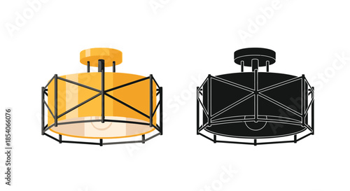 Two variations of a modern geometric ceiling light fixture design