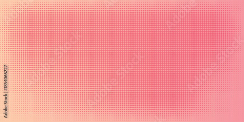 Pink orange red polka dots gradient halftone background. Pop art cartoon dot texture with comic graphic design, Horizontal abstract pattern wall. vector modern eps10