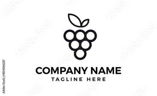 Grapes logo line art vintage vector illustration template icon graphic design