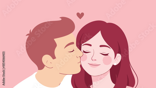 Tender moment of young couple sharing a romantic gentle kiss