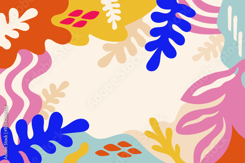 Bright Abstract Botanical Frame Background