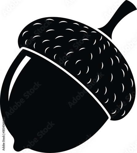 Black acorn illustration on white background