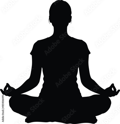 Woman practicing yoga in lotus position