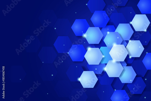 Abstract Blue Geometric Hexagon Background