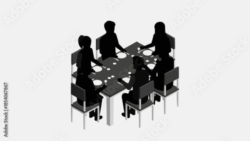 Three People Sitting at a Table.
