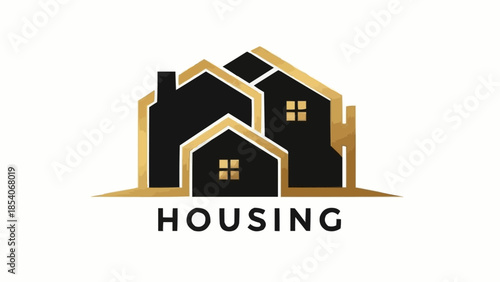 Housing Logo with Black Houses Design.
