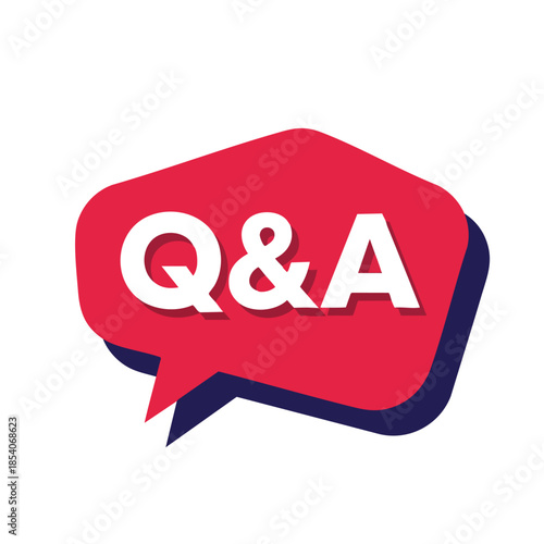 Red Speech Bubble Icon with Q and A Letters Graphic for Communication and Information Exchange Purposes
