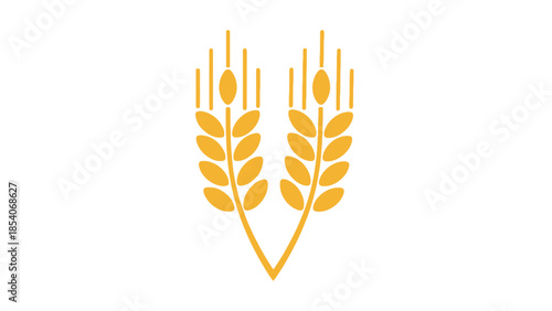 Golden Wheat Stalks Agriculture Harvest Icon isolated white background