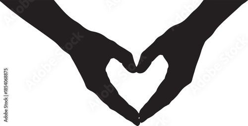 Heart Hands Icon, Love Gesture, Heart Hands Silhouette – Transparent Background, Symbolize Care & Unity with This Heart-Making Hands Silhouette.