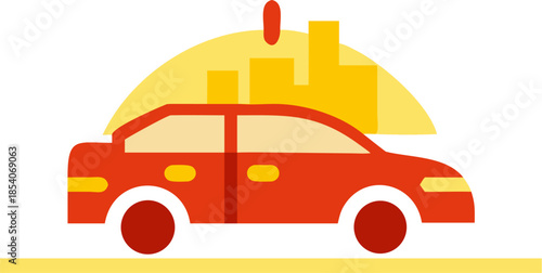 Autonomous Electric Vehicle Navigating Urban Sunsetscape