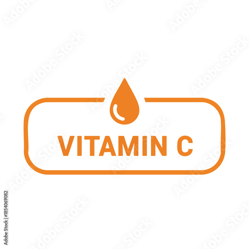 Essential Vitamin C icon featuring a drop of liquid within a stylized rounded rectangle design representing health and wellness benefits