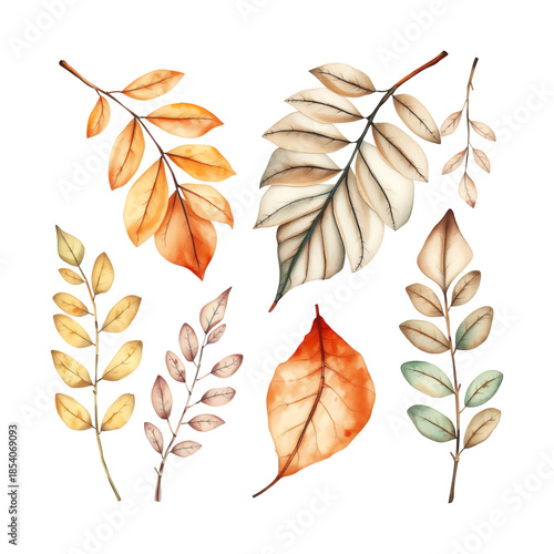 Autumn leaves watercolor illustration