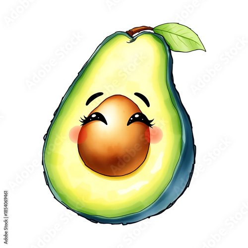 Cheerful avocado character