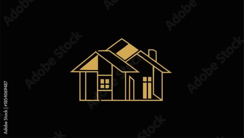 Simple House Icon with Solar Panels.
