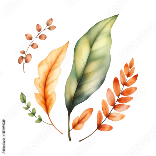 Autumn leaves watercolor illustration
